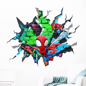 Spiderman Wall Stickers for Kids Room Removable, Superhero Peel and Stick, Large Kids Spiderman Wall Mural for Games Playroom Decor ND531