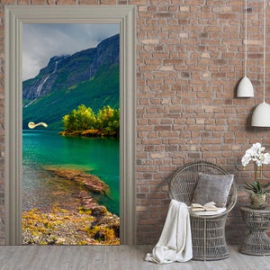 3D Nature Landscape Door Mural, Removable Door Decal, Peel and Stick Door Decal, Door Vinyl Cover, Decor for Entry Door, Bedroom Decor ND41