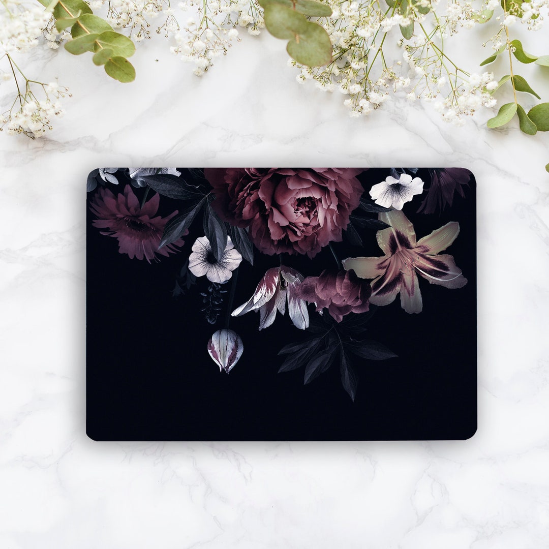 Dark Flowers Laptop Decal Skin Floral Girl Notebook Vinyl Sticker Hp
