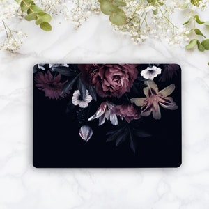 Dark Flowers Laptop Decal Skin Floral Girl Notebook Vinyl Sticker Hp Lenovo Asus Chromebook Samsung Laptop Skins Cover Any Laptop MKN78