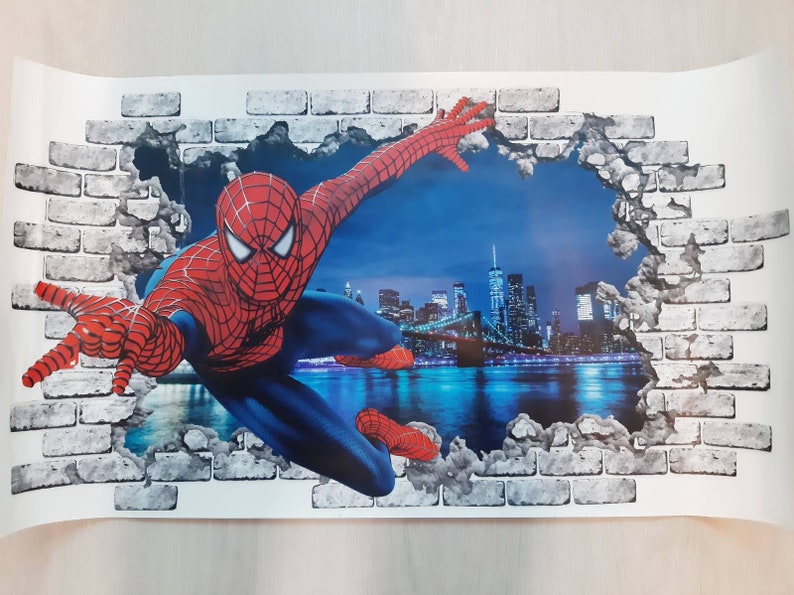 Spiderman Wall Decal Spiderman Window Murals Superhero Etsy