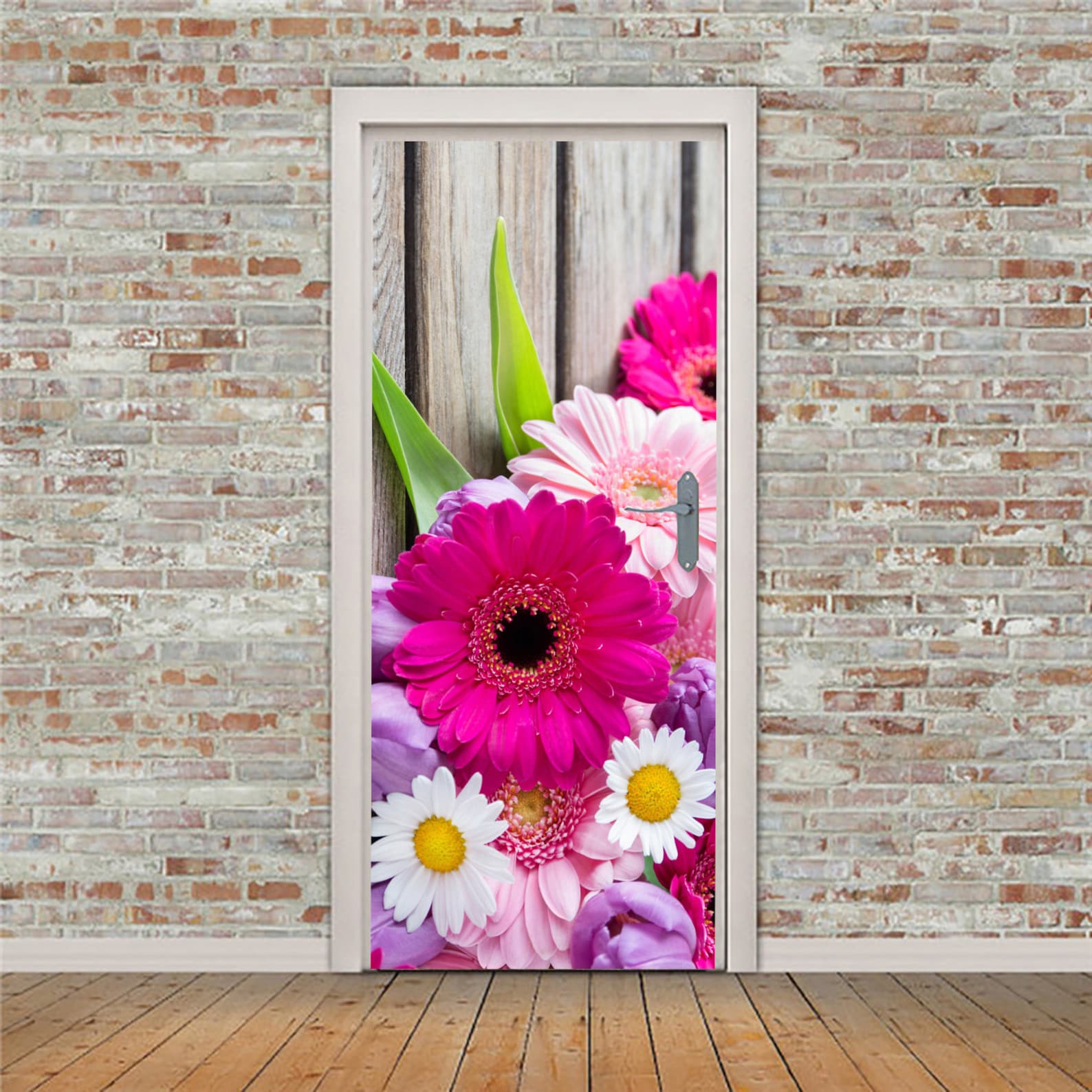 Flowers Door Mural Floral Stickers Peel and Stick Door Etsy