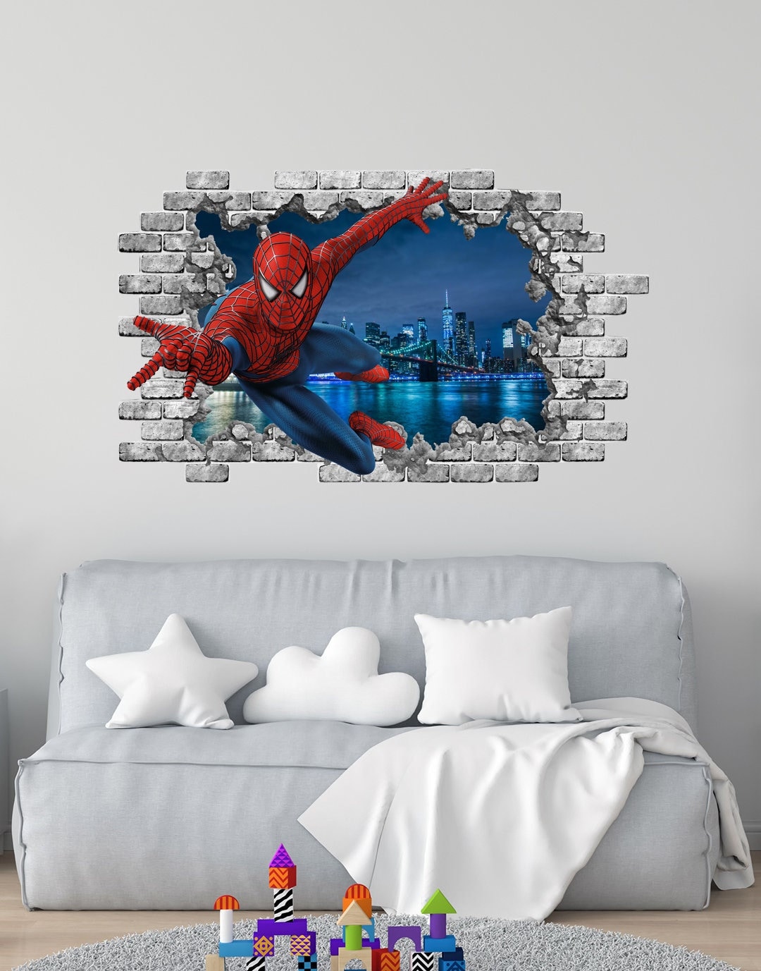 vinilos infantiles decorativos para pared hombre araña en 3d