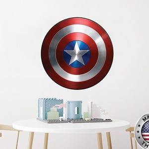 Duża naklejka ścienna Captain America Shield do pokoju chłopców, zdejmowana. Naklejki winylowe Superhero. Dekoracja pokoju dziecięcego Hero Game Playroom ND535