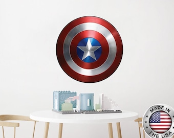 Large Captain America Shield Wall Decal for Boys Room Removable. Superhero Vinyl Sticker Murals. Nursery Hero Decor Game Playroom Room ND535