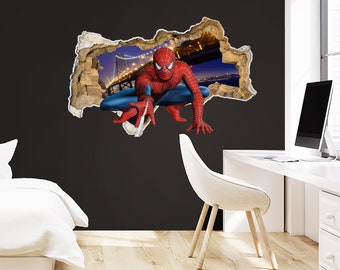 Spiderman Wandtatko für JungenZimmer, Superheld Vinyl Wandbild abnehmbar für Baby, Spiderman Kinder Dekor, Spiderman für KleinkindZimmer ND414