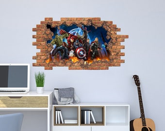 Superheroes Wall Decal for Boy Room Nursery, Hulk Wall Murals, Superhero Vinyl Sticker, Peel and Stick, Comics Gifts, Nursery Decor ND344