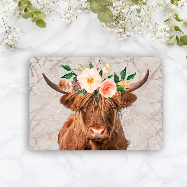NEW Highland Cow Floral Laptop Decal Skin Flowers Notebook Vinyl Sticker Hp Lenovo Asus Chromebook Laptop Skins Cover Any Laptop Gift MKN316