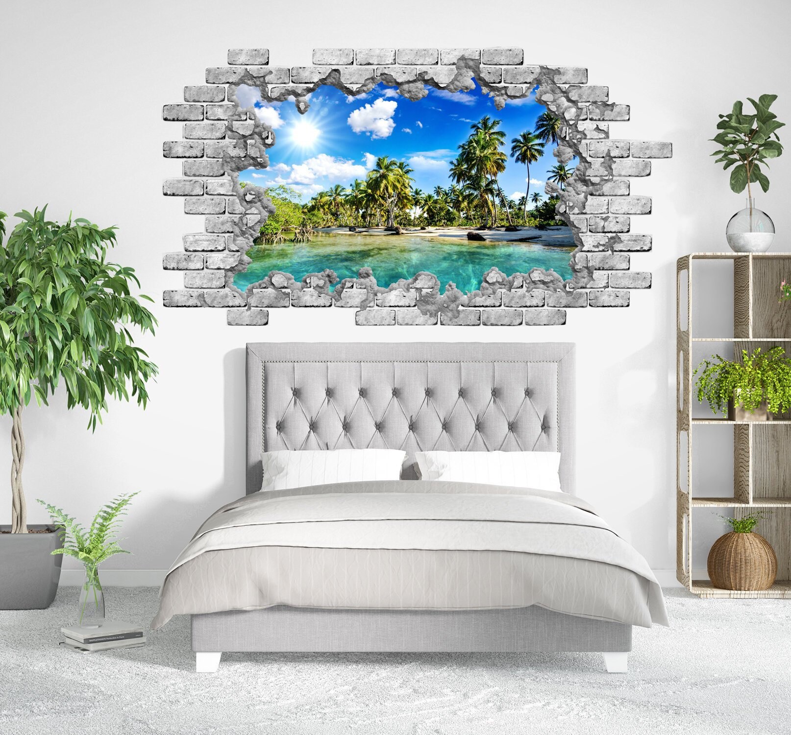 3d Nature Wall Decal Palm Trees Removable Vinyl Sticker Etsy
