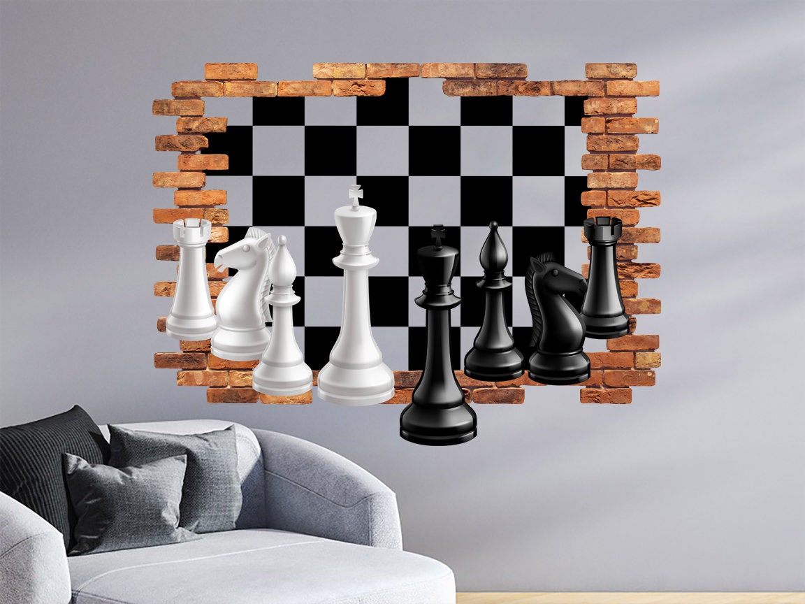 Myphotostation Chess Removable Peel and Stick Wallpaper Golden 3D Photo  Wall Decals Knight Chess Board Wallpaper 112W x 75H Inches 