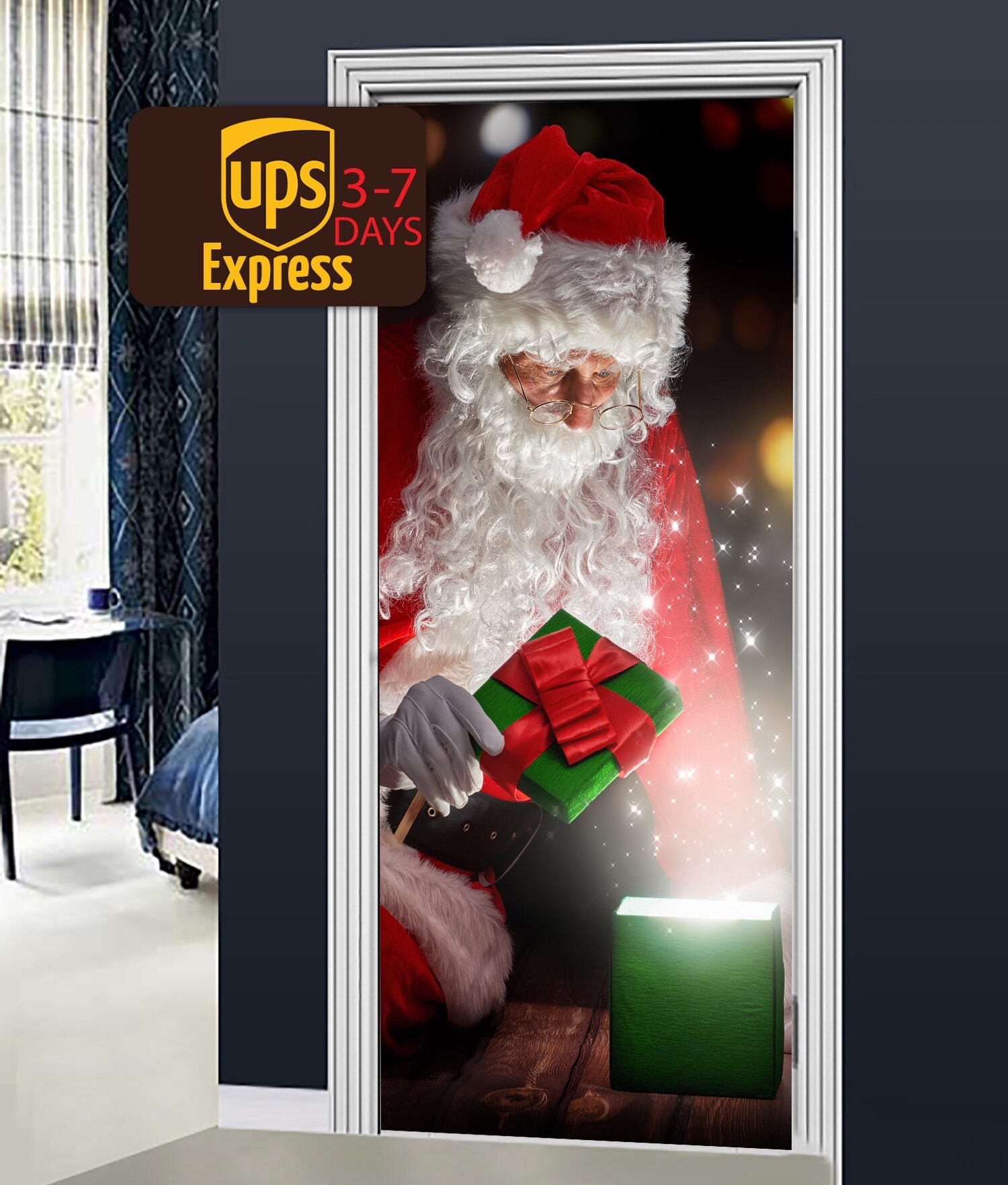Christmas Party Front Door Cover 3D Effect Santa Claus Door | Etsy