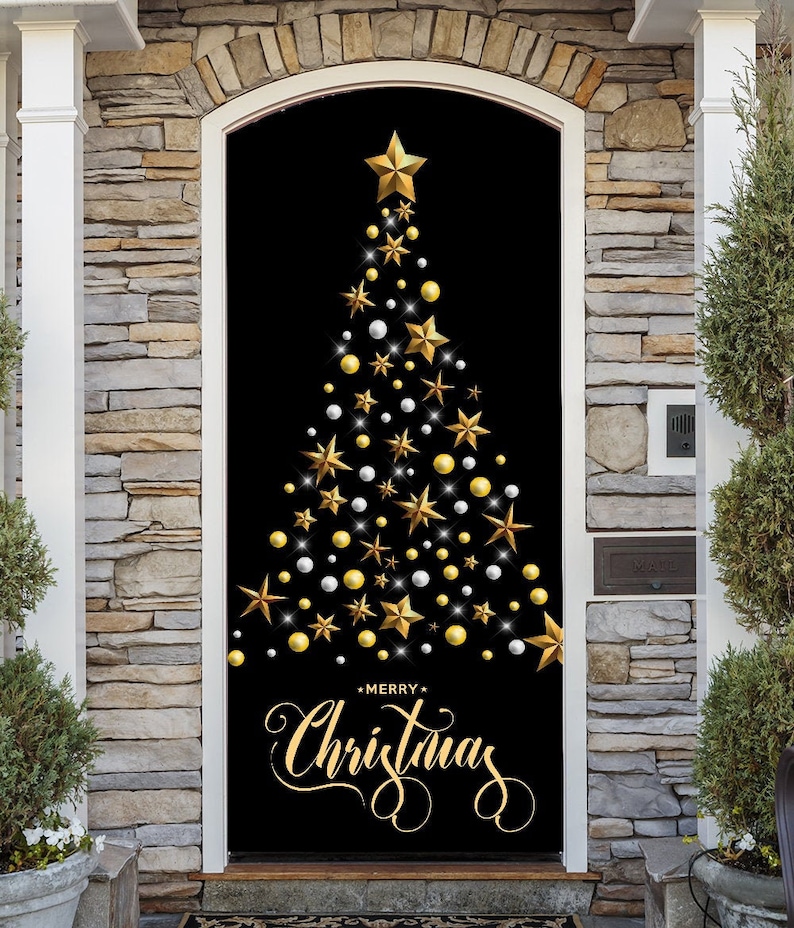 New Merry Christmas Door Skin Christmas Tree Front Door Full Etsy