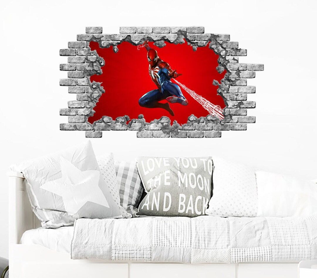 Spiderman Wall Decal for Boys Room, Superhero Vinyl Mural Removable for