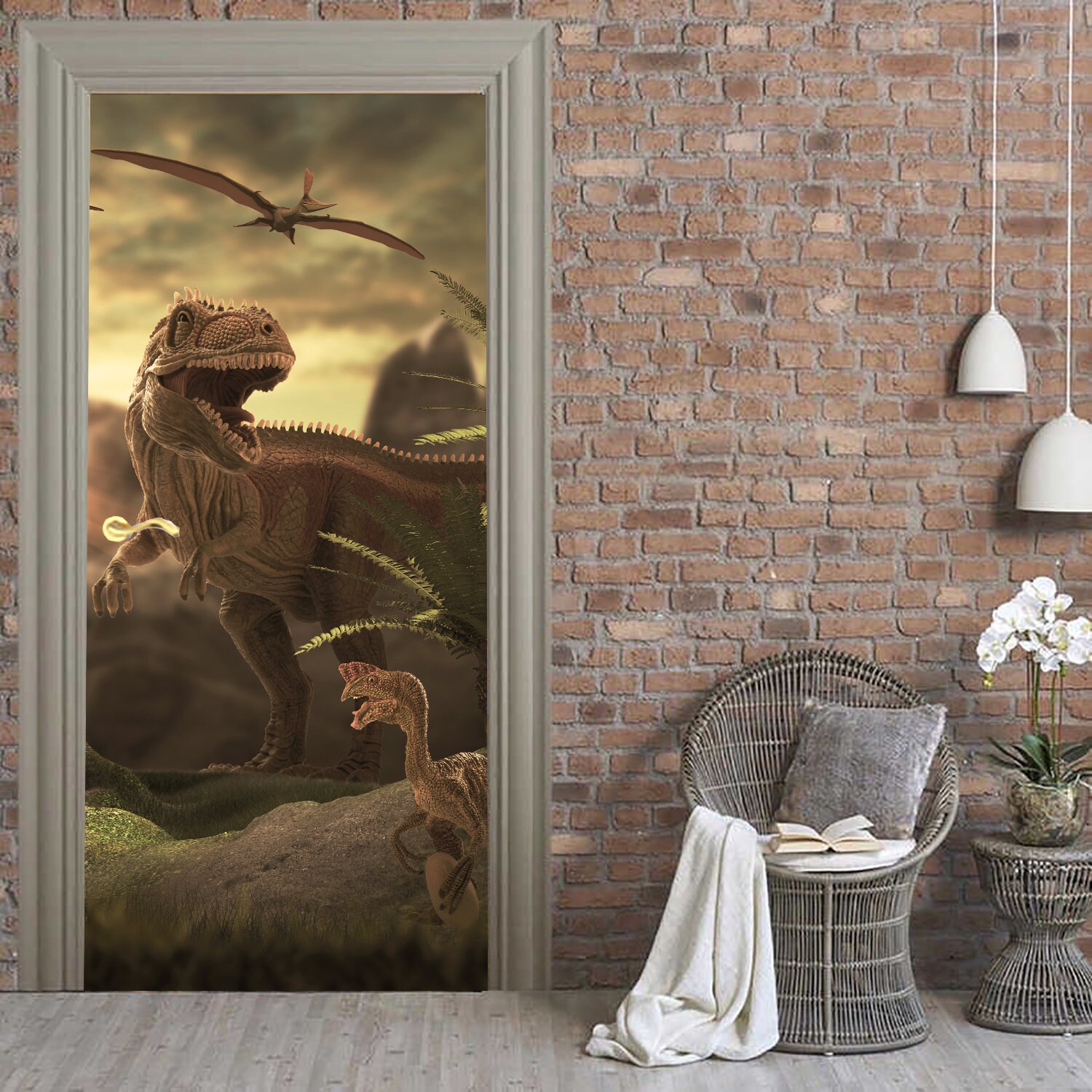 3D Dinosaurs Door Mural Removable Door Decal Peel and Stick | Etsy