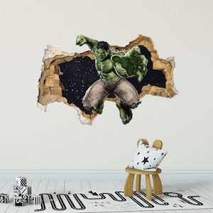 Hulk Wall Decal for Boy Nursery Room, Superhero Vinyl Mural Removable for Baby, Playroom Vinyl Decoration, Spiderman for Toddler Room ND458