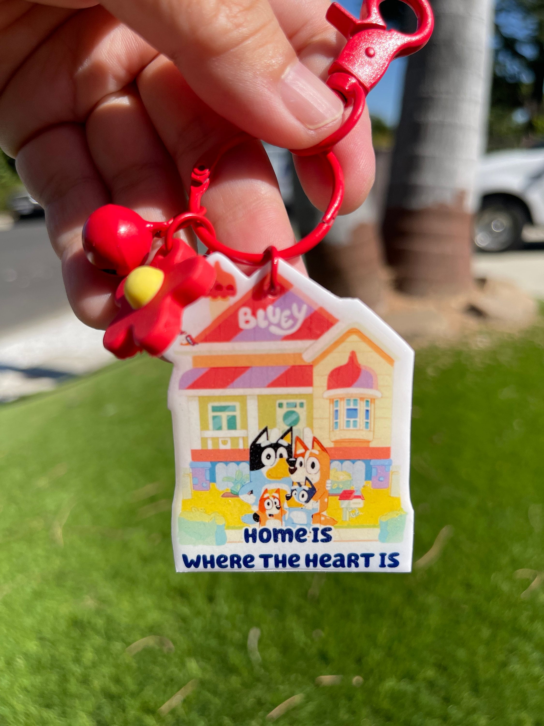 Bluey Keychain Bingo Keychain Home is Where the Heart is Keychain - Etsy