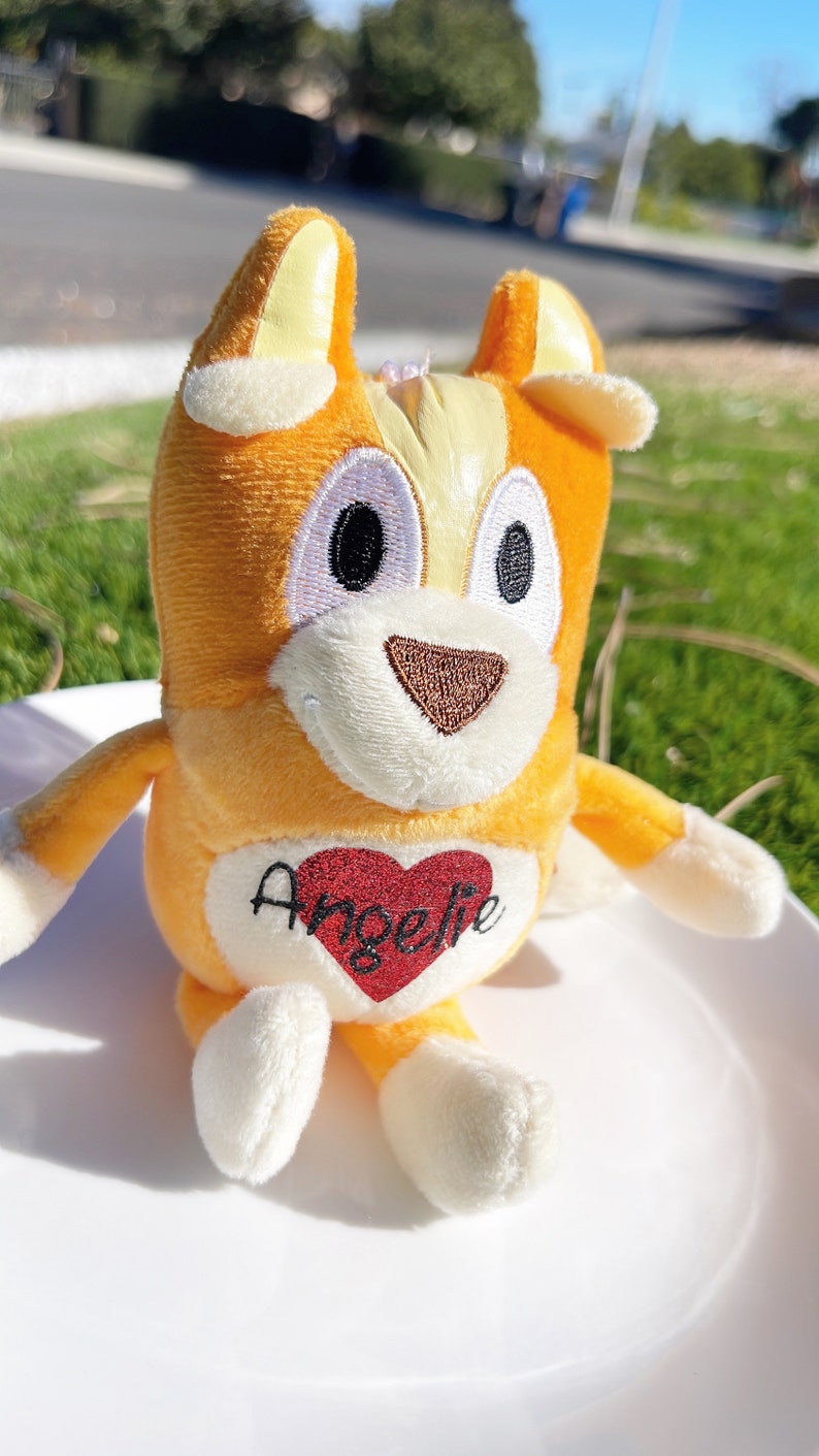 Personalized Bluey or Bingo Plush Keychain Valentine's Present Git for