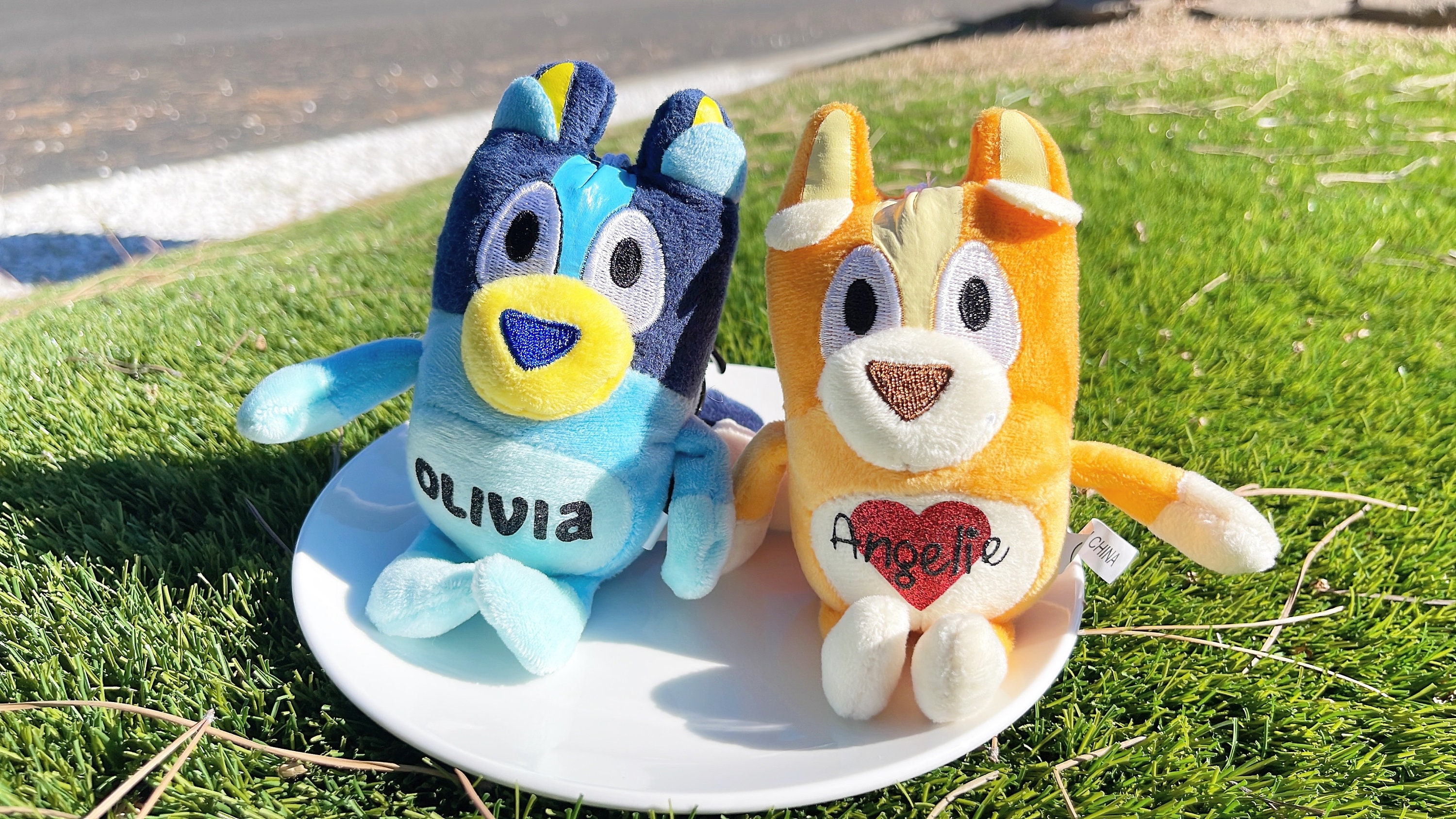 Personalized Bluey or Bingo Plush Keychain Valentine's Present Git for