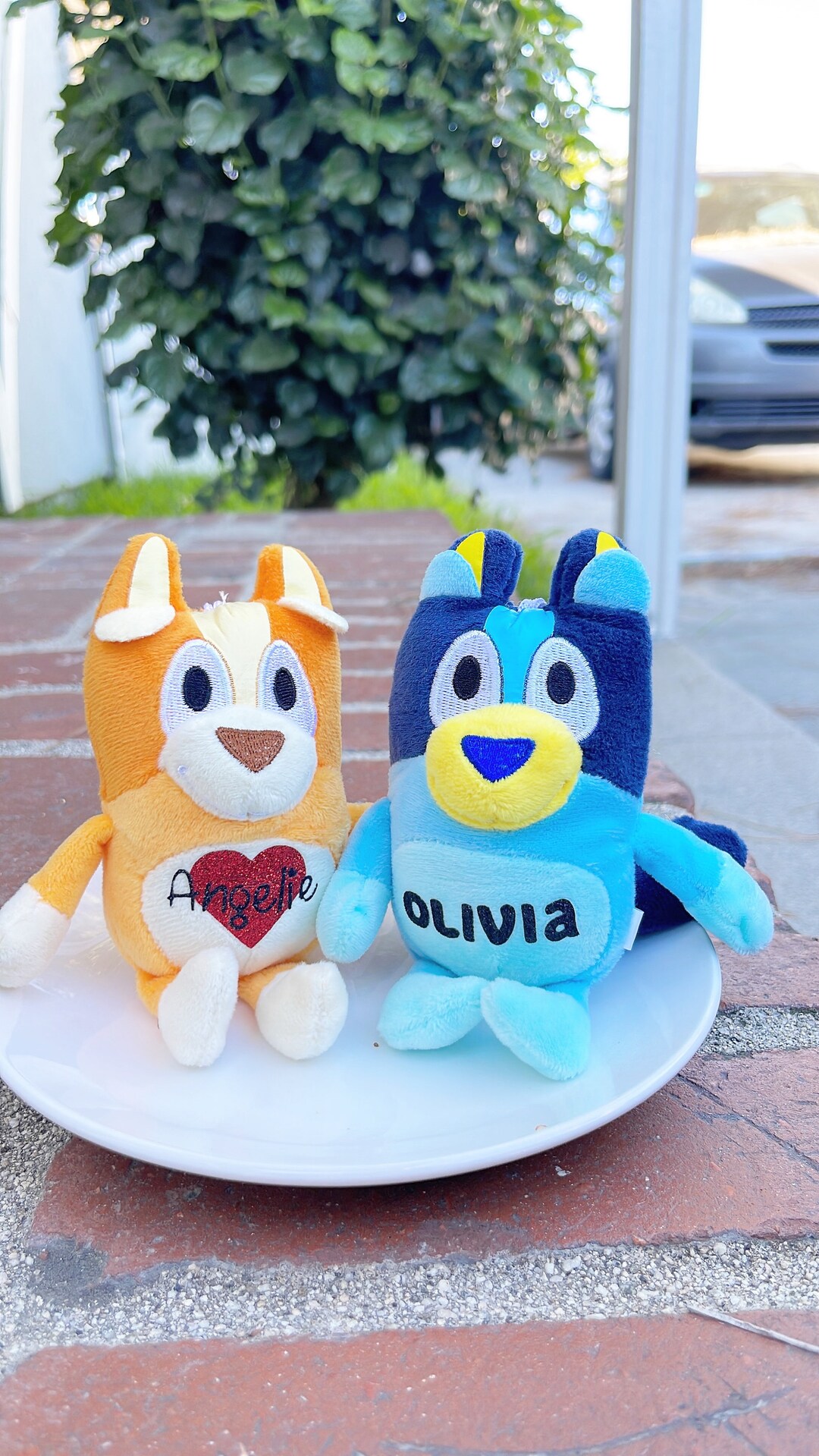 Personalized Bluey or Bingo Plush Keychain Valentine's Present Git for