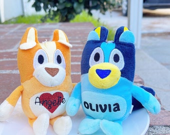 Personalized Bluey or Bingo Plush Keychain Valentine's Present git for Kids Customized Keychain