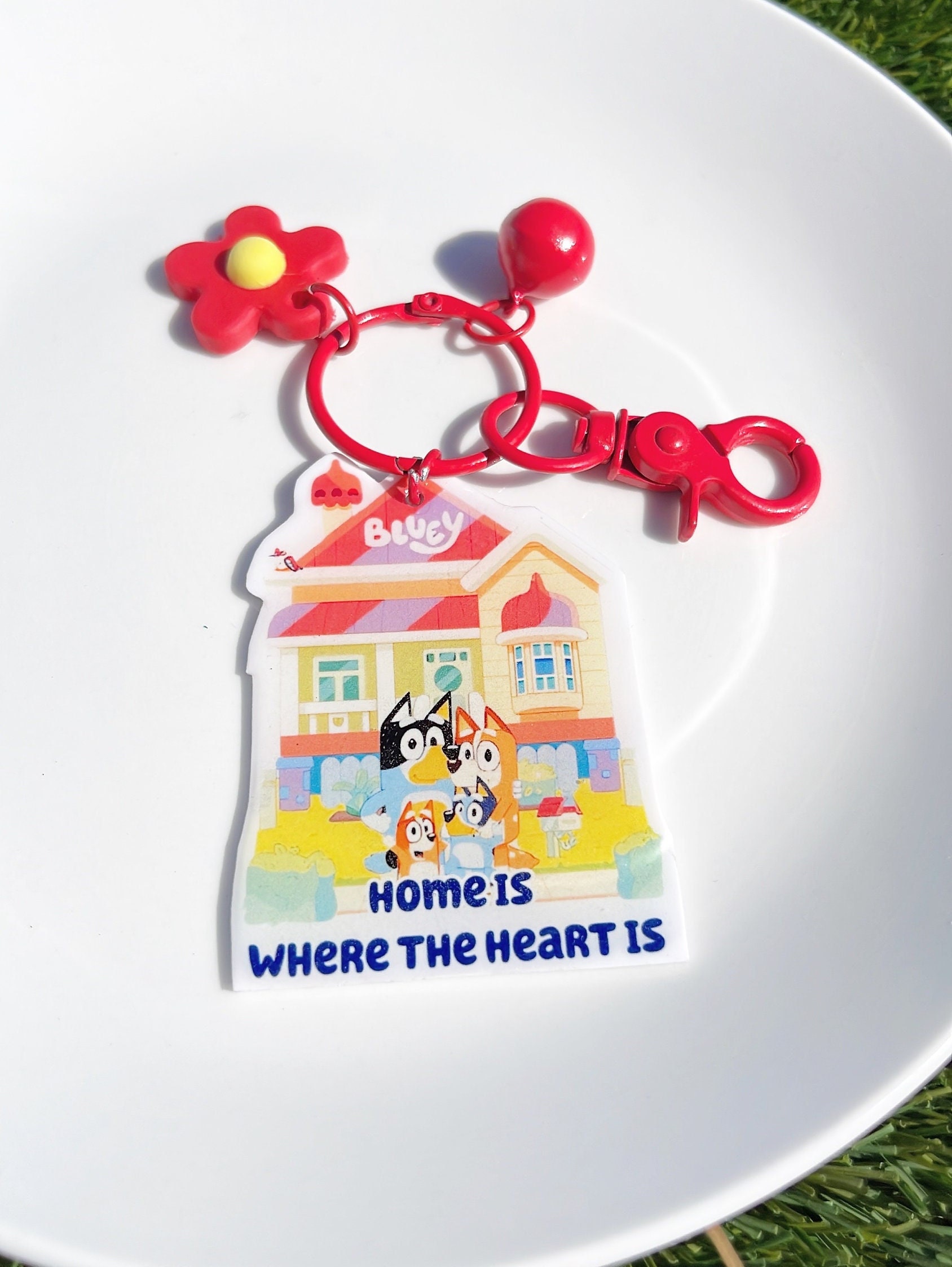 Bluey Keychain Bingo Keychain Home is Where the Heart is Keychain - Etsy
