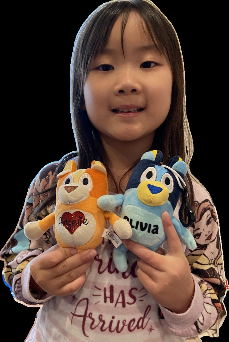 Personalized Bluey or Bingo Plush Keychain Valentine's Present Git for