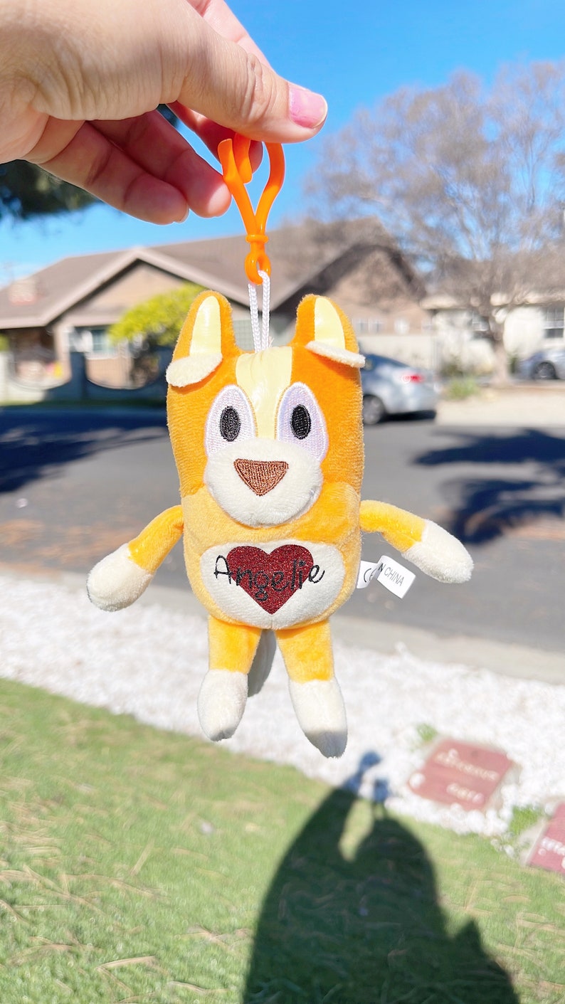 Personalized Bluey or Bingo Plush Keychain Valentine's Present Git for