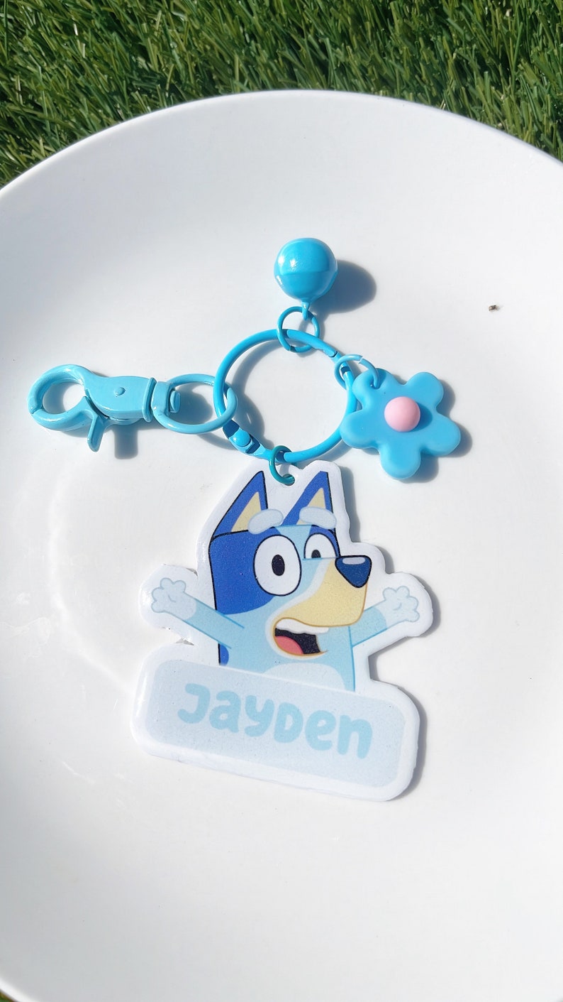 Bluey Custom Name Keychain Bingo Keychain for Christmas Party Favor - Etsy