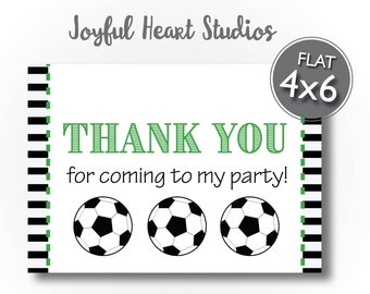 Soccer Birthday Thank You Card, Soccer Thank You, Sports Party Thank You, Soccer Thank You Note, Kids Card, Printable, Instant Download