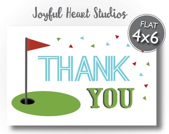 Golf Birthday Thank You Card, Golf Thank You Note, Golf Birthday, Golf Thank You, Putt Putt Party, Hole In One Party, Golf Par-tee
