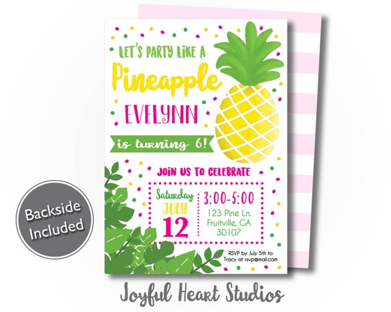Pineapple Birthday Invitation, Party Like A Pineapple Invitation, Tropical Pineapple Invitation, Pineapple Invitation, Summer Birthday Party Il_570xn