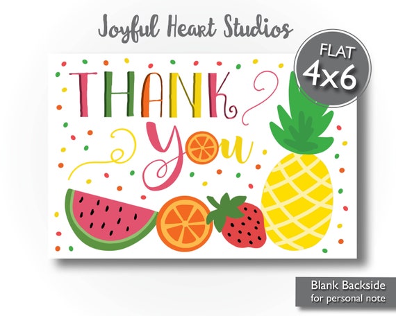 Twotti Frutti Birthday Thank You Card, Tutti Frutti Thank You, Twotti Frutti Party, 2nd Birthday Thank You, Printable, Instant Download Il_570xn