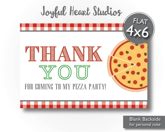 PIzza Party Birthday Thank You Card, Pizza Thank You, Pizza Party Thank You, Pizza Party Thank You Note, Printable, Instant Download Il_570xn