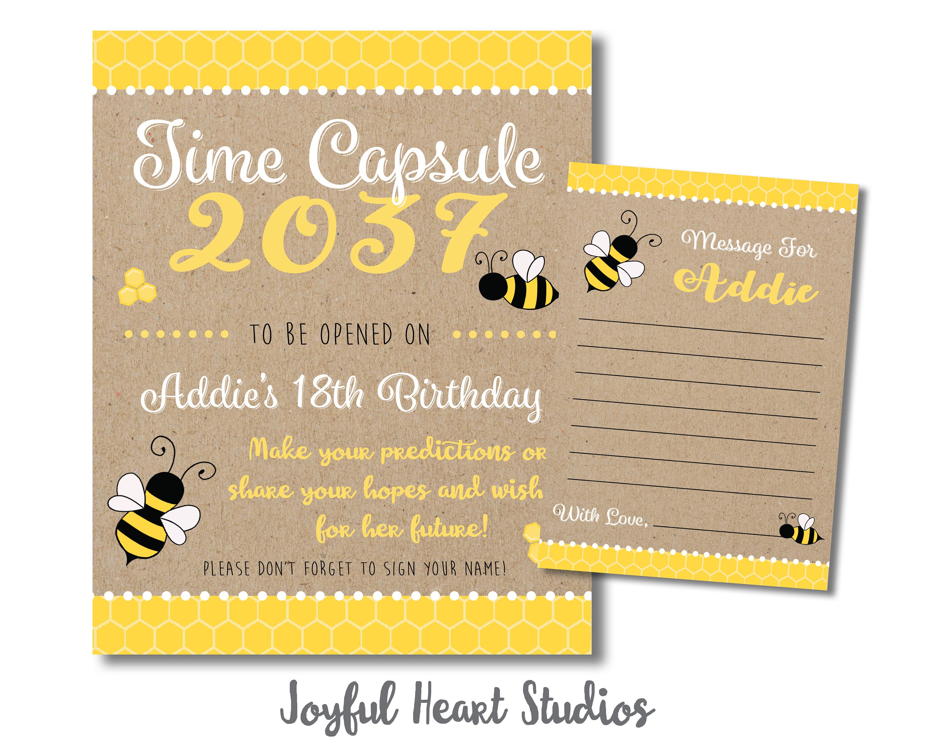 Honey Bee Time Capsule, Bee Day Birthday Time Capsule, Honey Bee Birthday, Bee Day Party, Bee Day First 1st Birthday, Bumble Bee Party