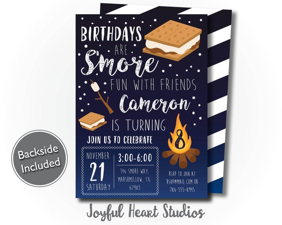 S'mores Birthday Invitation, Smores Party Invitation, Bonfire Invitation, S'mores Birthday, Camping Invitation, Backyard Bonfire Invitation Il_570xn