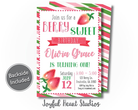 sweet one invite sweet one birthday strawberry birthday strawberry party Strawberry invite sweet one party berry sweet invite