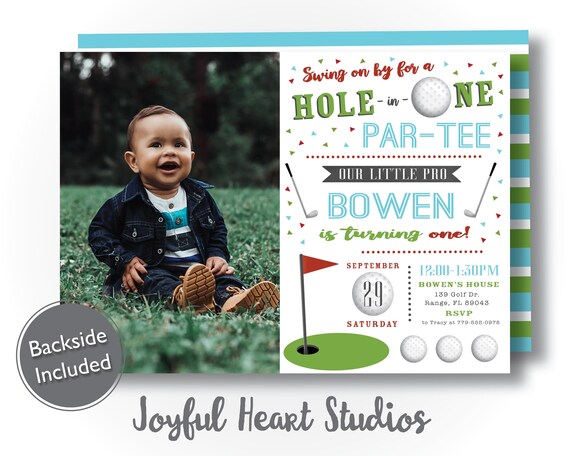 Golf Birthday Photo Invitation, Golf Birthday Invitation, Golf Invite, 1st Birthday, Hole In One Party, Golf Par-tee, Golf Birthday Party Il_570xn