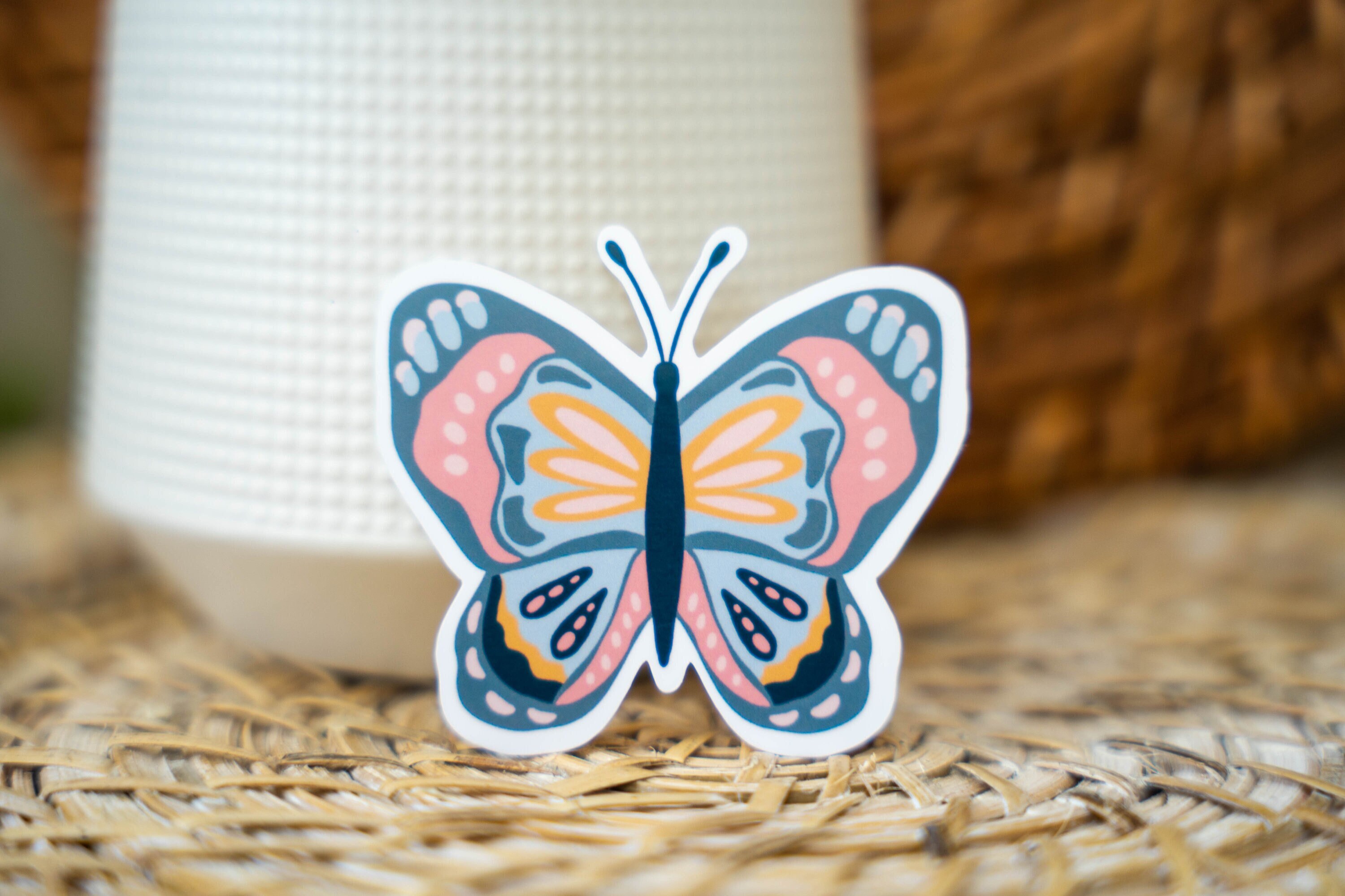 Butterfly Sticker, Pink Butterfly Sticker, Butterfly Decal, Aesthetic Sticker, Water Bottle Sticker, Laptop Journal Sticker, Friend Gift