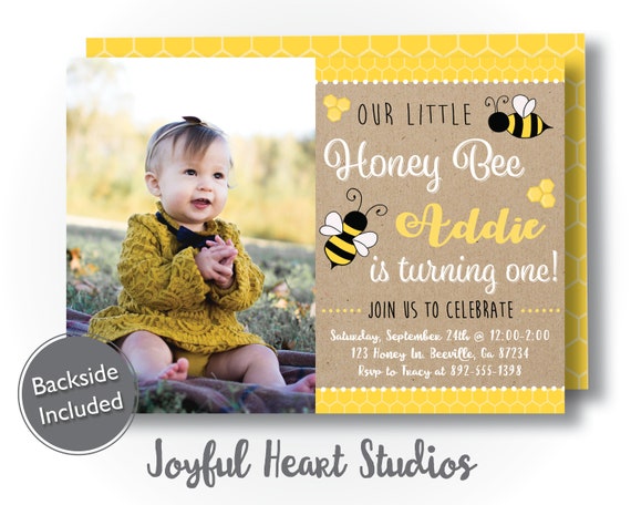 Honey Bee Birthday Invitation, Bee Photo Invitation, Bee First 1st Birthday, Bee Day Photo Invitation, Honey Bee Birthday, Bee Day Party Il_570xn