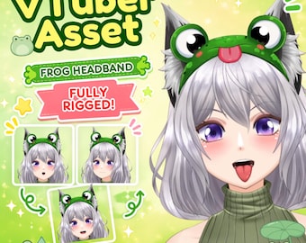 Animação de sapo com tiara em Live2D para VTuber (Download instantâneo) | Animação fofa de sapo para sobreposição de transmissão no Vtube Studio
