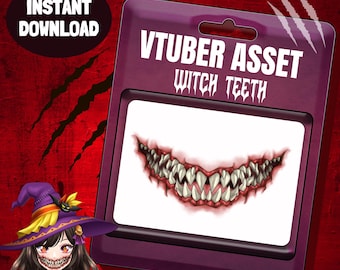Recurso de dientes de bruja de Vtuber (descarga instantánea) / Recurso de Halloween, Recurso de streamer, Descarga PNG, Recurso de Live2D, Twitch Halloween