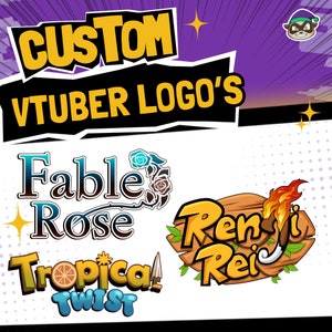 Aangepast Vtuber-logo Kawaii, schattig logo, Chibi-logotekst voor je Vtuber-model en png-bestand