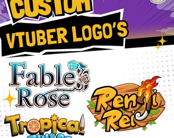 Logotipo personalizado para Vtuber em estilo kawaii, logotipo fofo, logotipo chibi com texto para seu modelo de Vtuber e PNG Tuber.
