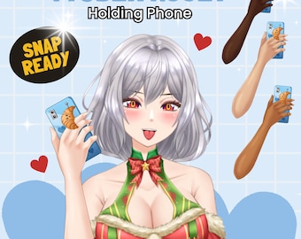 Live2D Rigged - Asset para Vtuber segurando um celular | Pronto para usar, tons de pele personalizáveis, itens para Vtuber