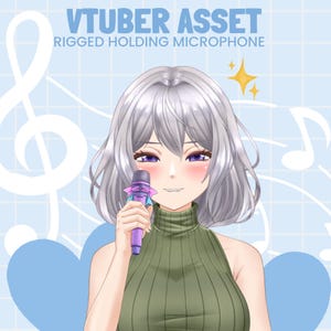 Vtuber Asset - Micrófono de sujeción (descarga instantánea) / Listo para usar, Vtube Studio imagen 2