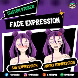 Custom Face Expression Vtuber Model  and rigging Live2D anime, manga style, digital art, discord, twitch, youtube