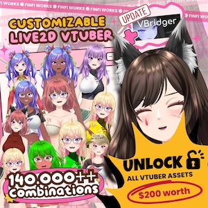 Customizable Premium Live2D Vtuber Model + Vbridger, Vtuber Full Body Rigging Starla, Ready to use, Premade Vtuber, High Quality Anime Girl