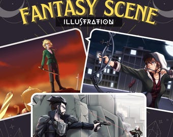 Ilustração de Fantasia Personalizada | Cena de D&D, Estilo Anime (Arte Digital)
