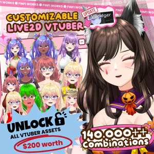 Customizable Premium Live2D Vtuber Model + Vbridger, Vtuber Full Body Rigging Starla, Ready to use, Premade Vtuber, High Quality Anime Girl