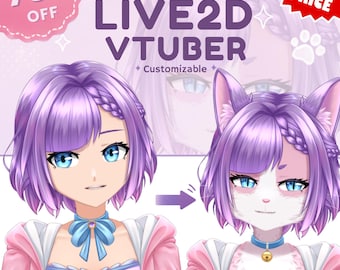 Modelo Live2D personalizável, totalmente articulado e pré-fabricado para VTuber | Avatar de transformação de humano em gato peludo para VTuber Studio